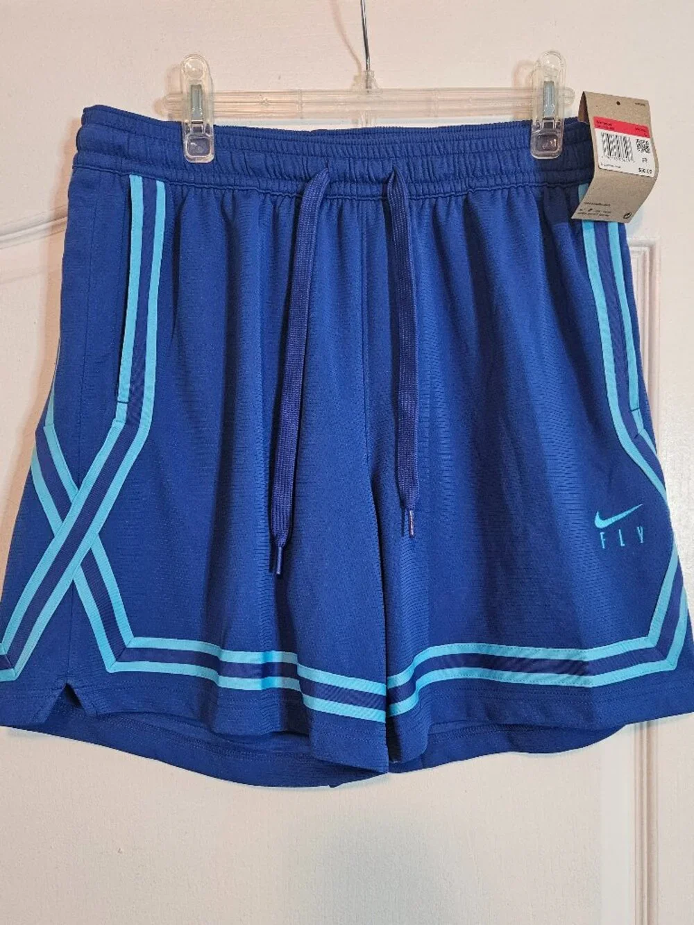 Nike Dri-FIT Fly Crossover Women Basketball Elastic Waist Shorts Blue NEW Large